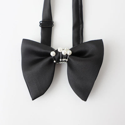 Men's Temperament Pearl Black Wedding Bow Tie