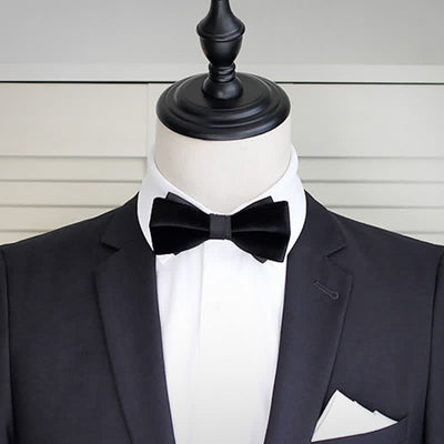 Men's Noble Solid Black Velvet Wedding Bow Tie