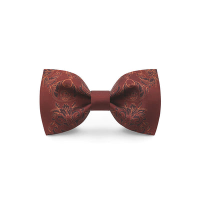 Men's Graceful Red Wave Floral Printed Bow Tie