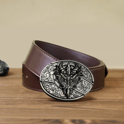 Men's DIY Sharp Dragon Hidden Folding Knife Leather Belt