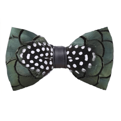 Kid's Chic Dark Green Feather Bow Tie with Lapel Pin