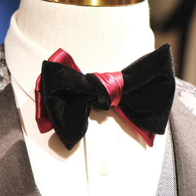 Men's Contrasting Double Colored Shining Velvet Bow Tie