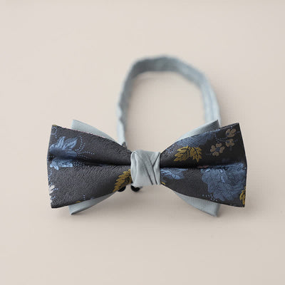 Men's Double Layers Striped Floral Colored Bow Tie