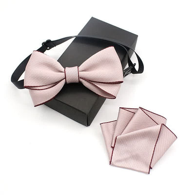 2Pcs Kid's Solid Color Folded Shape Bow Tie Set