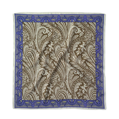 Exotic Paisley Printed Square Scarf with Scarf Buckle