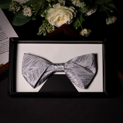 Men's Sparkle Silver Gray Series Twilled Bow Tie