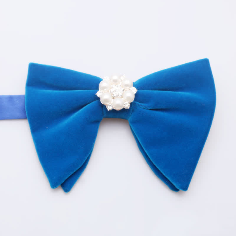 Men's Gold Pearl Velvet Oversized Pointed Bow Tie