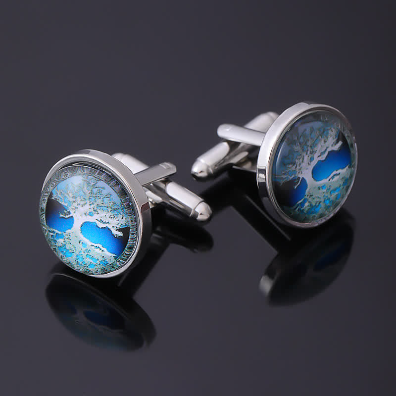 Men's Simple Tree of Life Pattern Shirt Cufflinks