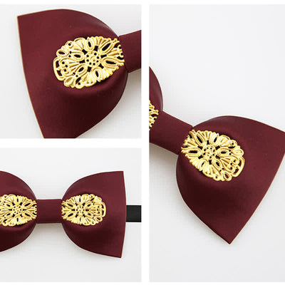 Men's Golden-Tipped Metal Wedding Bow Tie