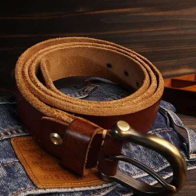 Men's Handmade Distressed Thicken Retro Leather Belt