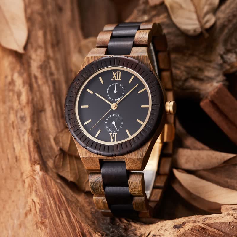 Men's Eco Friendly Wood Two Sub-Dial Wooden Watch