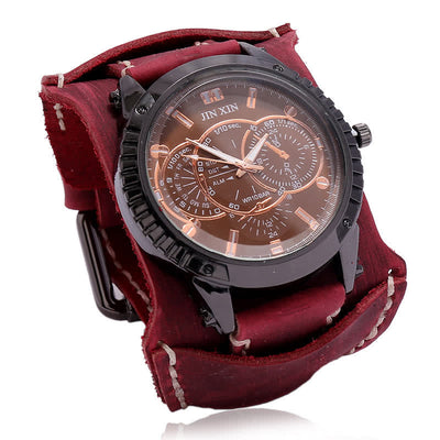 Men's Luxury Big Dial Bracelet Leather Watch