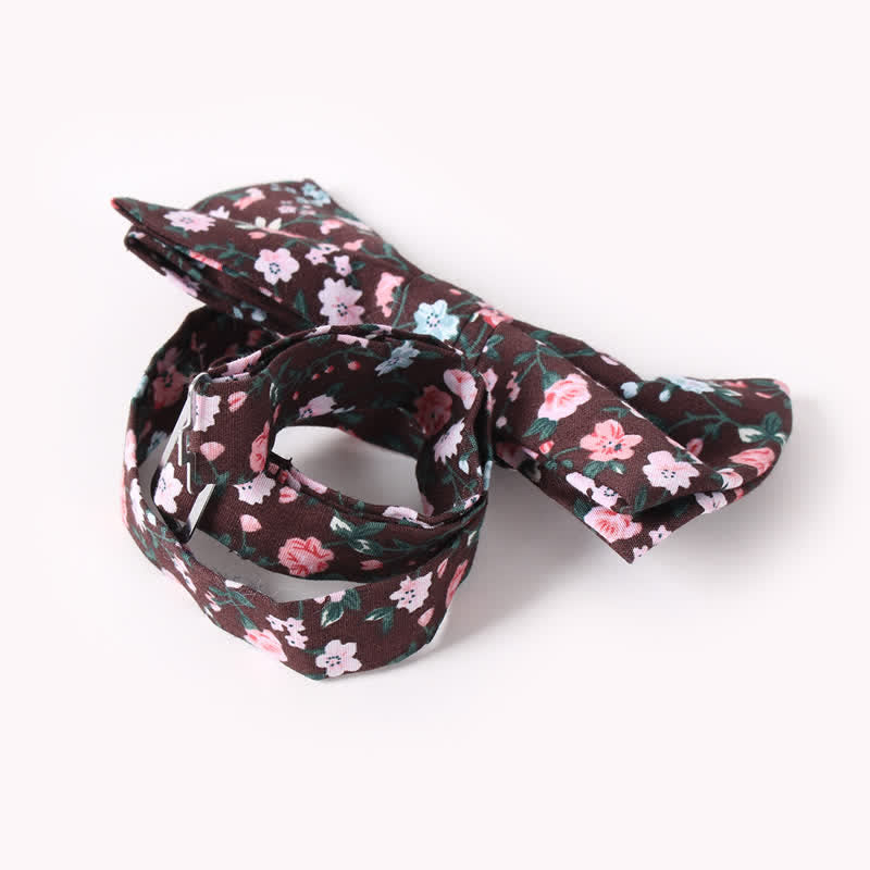 Men's Cotton Floral Print Double Layered Bow Tie