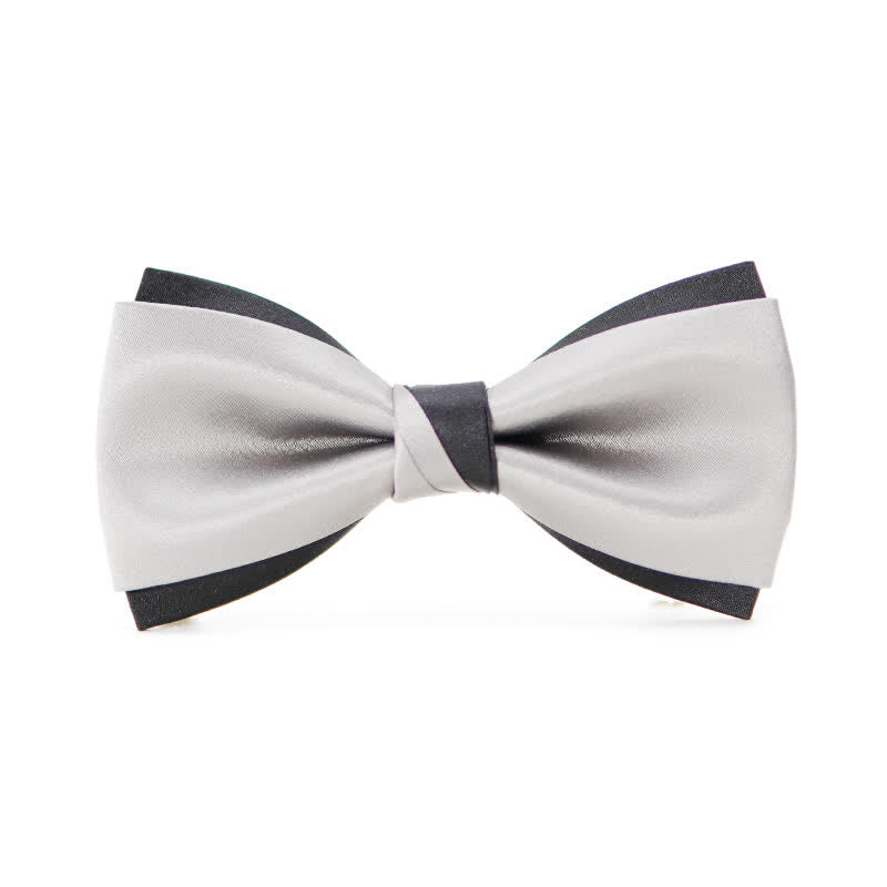 Men's Modern Black & Silver Double Layered Bow Tie