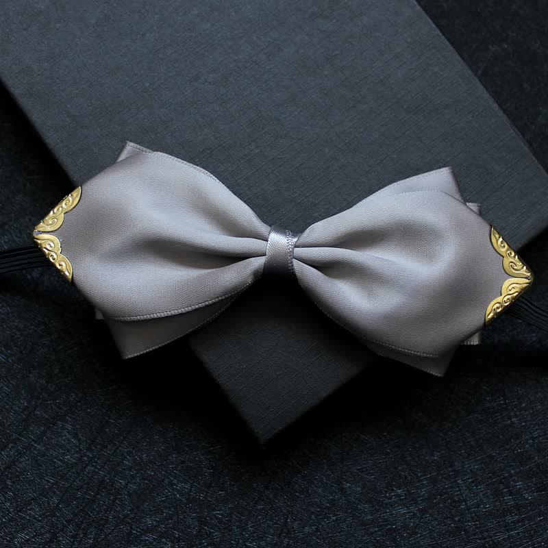 Men's Classic Solid Color Golden Tipped Bow Tie