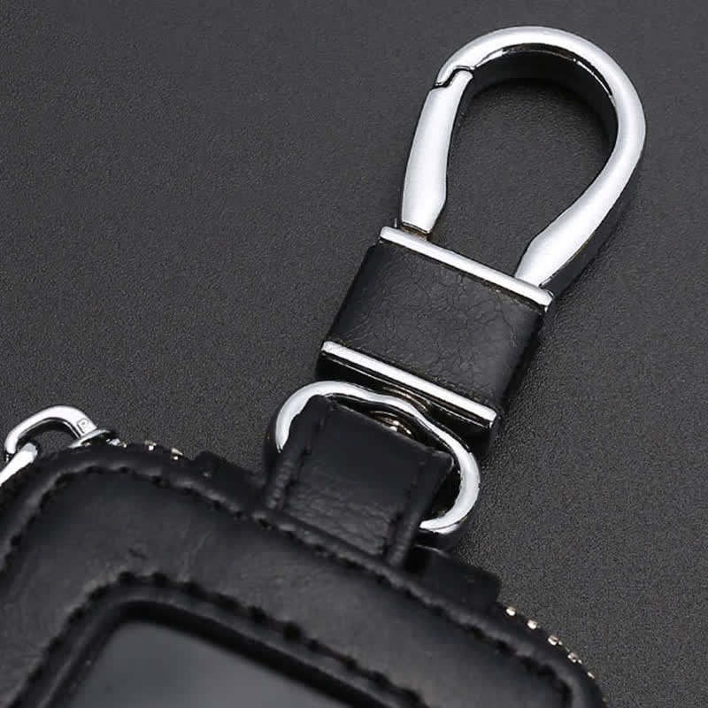 Convenient Transparent Window Zipper Leather Key Case