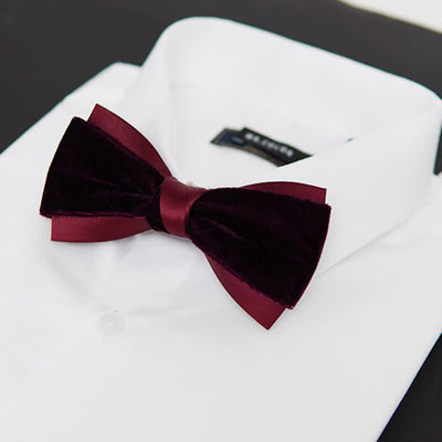 Men's Two-Tone Velvet Double Layer Bow Tie