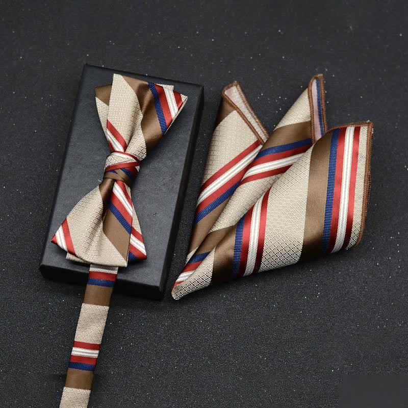 2Pcs Men's Elegant Floral Bow Tie Handkerchief Set