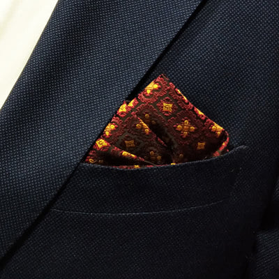 Men's Dark Red & Gold Embroidery Oversized Pointed Bow Tie