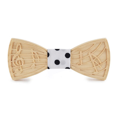 Men's Novelty Music Engraving Wooden Bow Tie