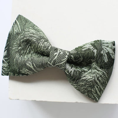 Men's Quiet Peaceful MediumSeaGreen Floral Bow Tie