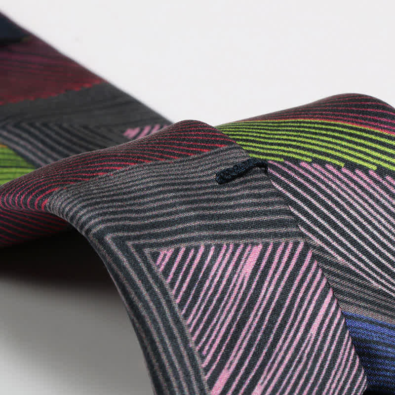 Men's Modern Multicolored Geometrical Lines Necktie