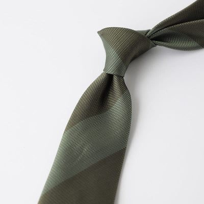 Men's Forest Dark Green Olive Striped Necktie