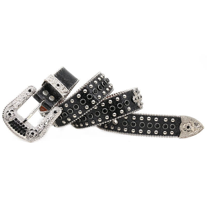 Western Bling Cross Rivet Studs Leather Belt