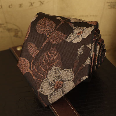 Men's Autumn Brown Leaves Floral Bow Tie Necktie