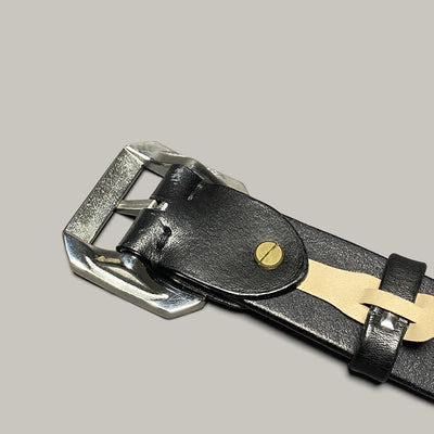 Square Floral Engraved Buckle Pants Leather Belt