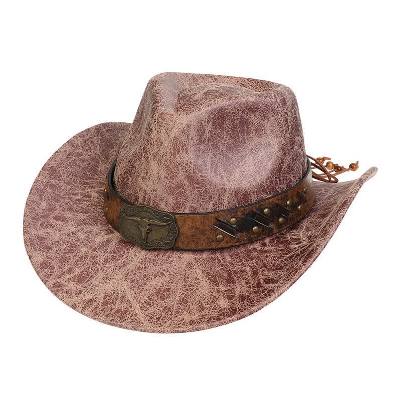 Longhorn Bull Vintage Imitation Leather Crack Cowboy Hat