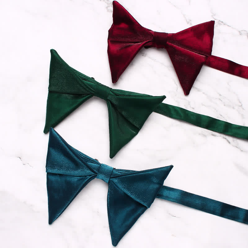 Men's Glossing Folded Design Oversized Pointed Bow Tie