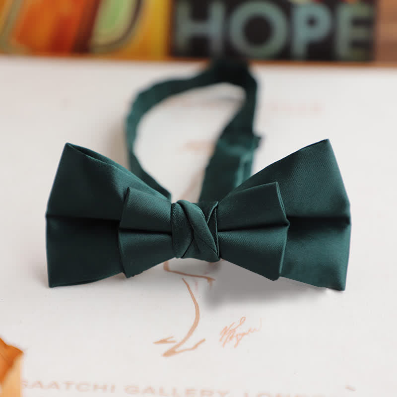 Men's Glossy Double-layer Solid Color Bow Tie