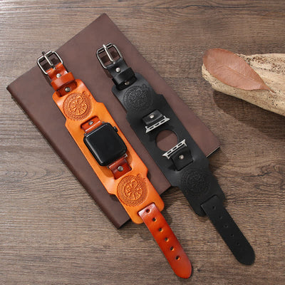 Viking Compass Dragon Totem Leather Watch Band