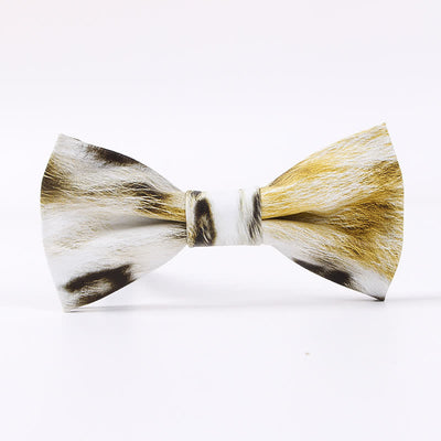 Men's Trendy Animal Butterfly Printing Leather Bow Tie