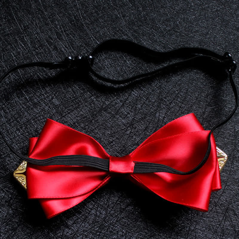 Men's Classic Solid Color Golden Tipped Bow Tie