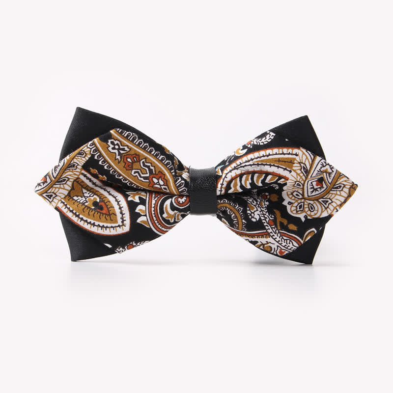 Men's Floral Double Layers Pointed Cotton Bow Tie