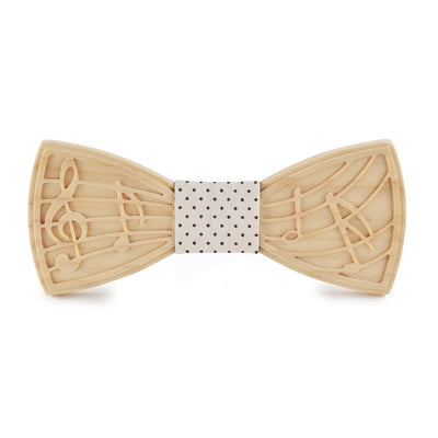 Men's Novelty Music Engraving Wooden Bow Tie