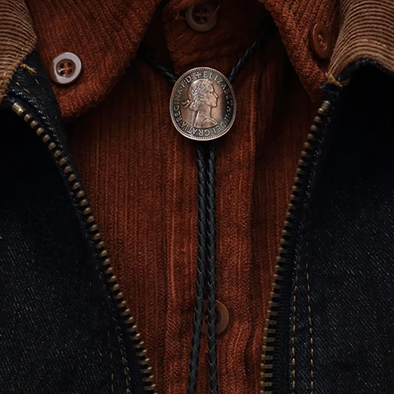 Vintage Queen Portrait Ancient Coin Bolo Tie