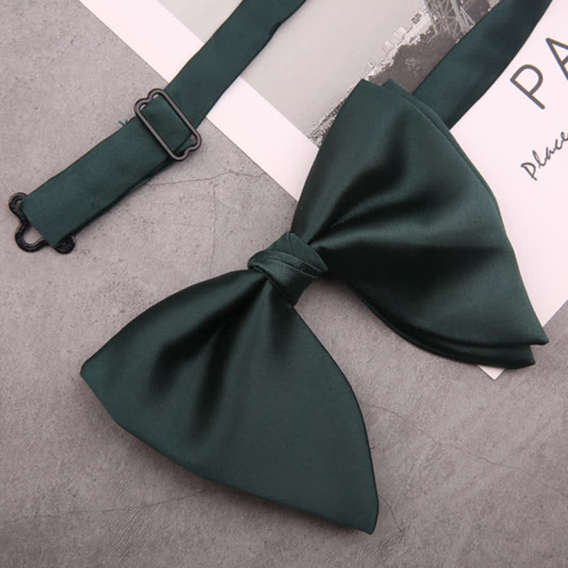 Men's British Style Solid Color Oversized Pointed Bow Tie