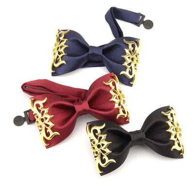 Men's Golden Flame Embellished Bow Tie