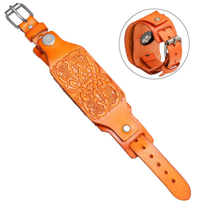 Relief Celtic Knot Pattern Leather Watch Band