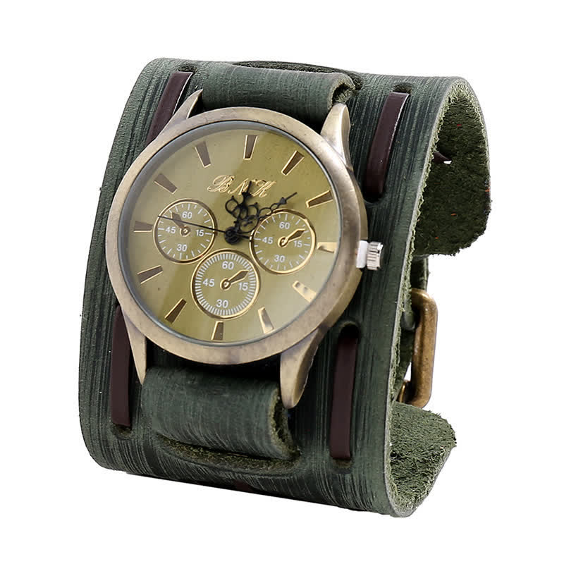 Men's Retro Cool Punk Weave Cuff Leather Watch