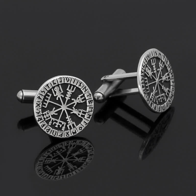 Men's Viking Compass Rune Vegvisir Cufflinks