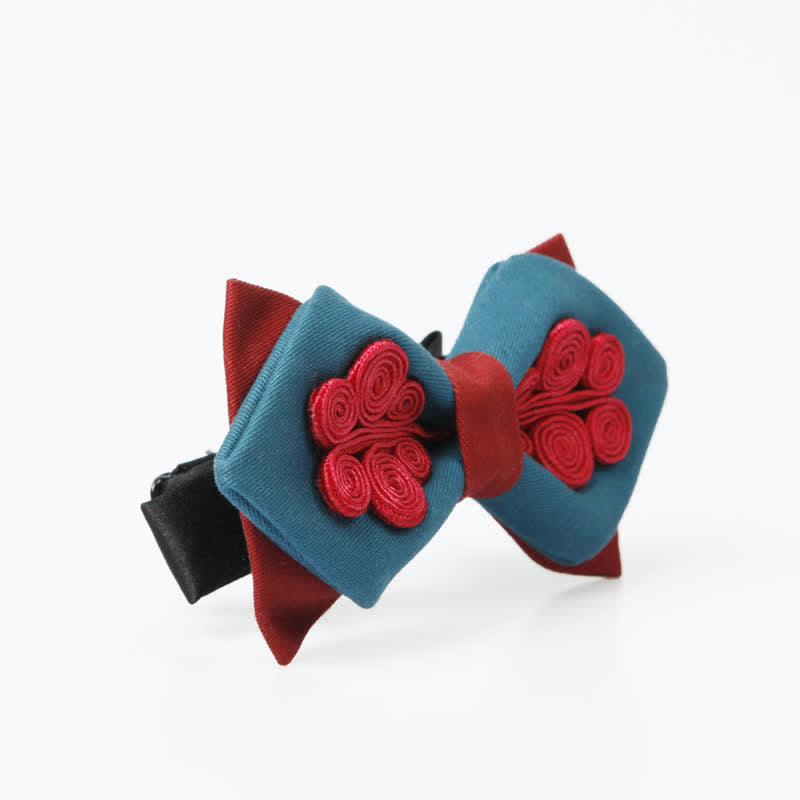 Men's Stylish Deep Blue Wine Red Wedding Bow Tie