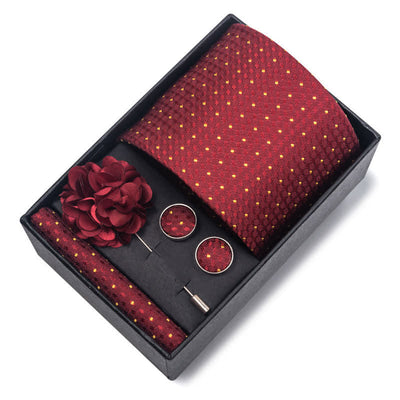 4Pcs Men's Attractive Bright Red Series Necktie Set