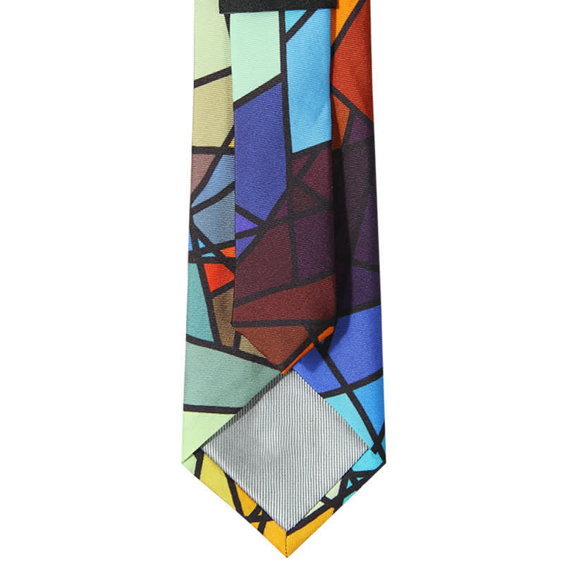 Men's Abstract Colorful Mosaic Print Necktie