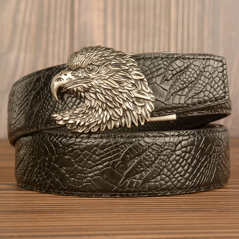 Men's Eagle Cool Alligator Claw Pattern Leather Belt