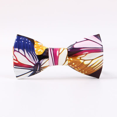 Men's Trendy Animal Butterfly Printing Leather Bow Tie