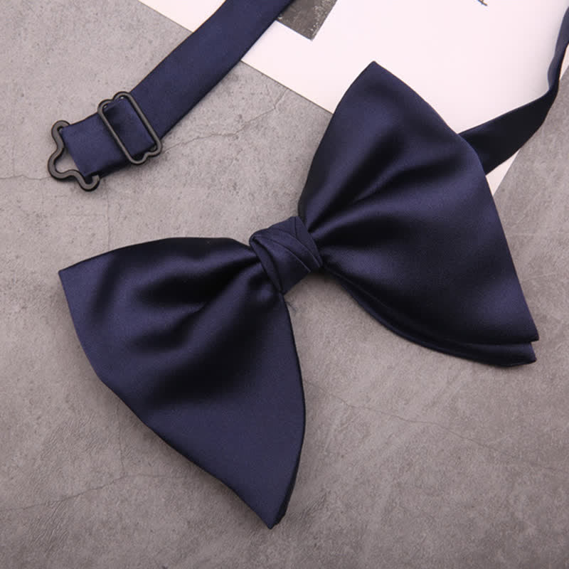 Men's British Style Solid Color Oversized Pointed Bow Tie